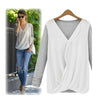 Long Sleeve Tops  V--Neck Casual