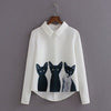 Chiffon Three Cats Tops Long Sleeve
